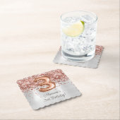 Rose Gold Silver 3. Geburtstag Party Untersetzer (Vor Ort)