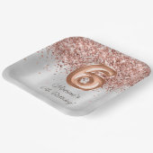 Rose Gold Silver 6. Geburtstagsparty Pappteller (Gewinkelt)