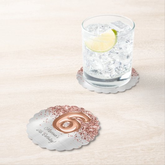 Rose Gold Silver 6. Geburtstagsparty Untersetzer (Vor Ort)