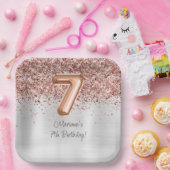 Rose Gold Silver 7. Geburtstagsparty Pappteller (Party)