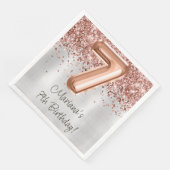 Rose Gold Silver 7. Geburtstagsparty Serviette (Ecke)