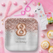 Rose Gold Silver 8. Geburtstagsparty Pappteller (Party)