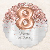 Rose Gold Silver 8. Geburtstagsparty Untersetzer (Vorderseite)
