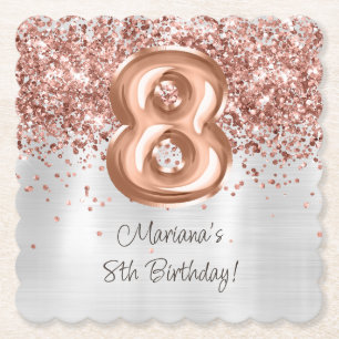 Rose Gold Silver 8. Geburtstagsparty Untersetzer