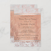 Rose Gold Silver Bridal 16. Damask Grungy Hütte Einladung (Vorne/Hinten)