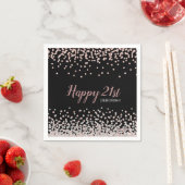 Rose Gold Silver Confetti 21. Geburtstag Party Serviette (Beispiel)