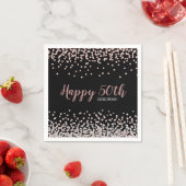 Rose Gold Silver Confetti 50. Geburtstagsparty Serviette (Beispiel)