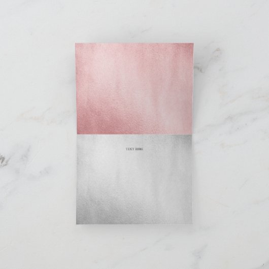 Rose Gold Silver Diamond Sparkone Gown Quinceanera Dankeskarte (Innenseite)