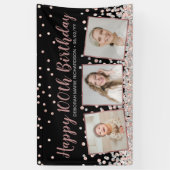 Rose Gold Silver Foto Collage 100. Geburtstag Banner (Vertikal)