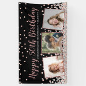 Rose Gold Silver Foto Collage 50. Geburtstag Banner (Vertikal)