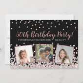 Rose Gold Silver Foto Collage 50. Geburtstag Einladung (Vorderseite)