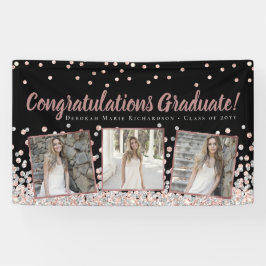 Rose Gold Silver Foto Collage Abschluss Banner