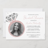Rose Gold Silver Foto Sparkring Brautparty Einladung (Vorderseite)
