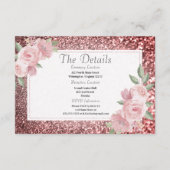 Rose gold silver glitter pink floral Details Begleitkarte (Vorderseite)