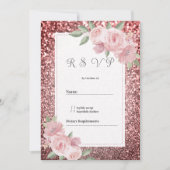 Rose gold silver glitter pink floral RSVP  Einladung (Vorderseite)