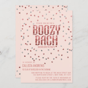 Rose Gold Silver Glitzer Confetti Bachelorette Einladung