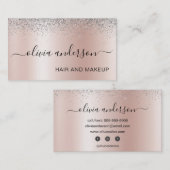 Rose Gold Silver Glitzer Haar Makeup Salon Visitenkarte (Vorne/Hinten)