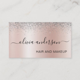Rose Gold Silver Glitzer Haar Makeup Salon Visitenkarte