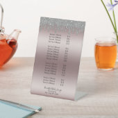 Rose Gold Silver Glitzer Nail Salon Preisliste Sockelschild (In SItu)