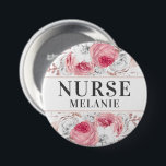 Rose Gold Silver Glitzer Nurname Button Abzeichen<br><div class="desc">Blumenrosa und Silver Glitzer Nurse Name Button Abzeichen - Passen Sie den Button Abzeichen Vorlagen mit Ihrem Namen und Beruf an.</div>