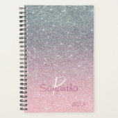 Rose Gold Silver Glitzer Sparkle Jährliche Monogra Planer (Vorderseite)