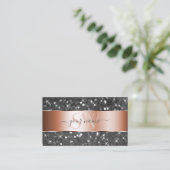 Rose Gold Silver Glitzer Sparkle Stars Initialen Visitenkarte (Stehend Vorderseite)