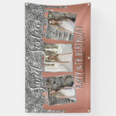 Rose Gold Silver Glitzer Tropfen Foto 16. Geburtst Banner (Vertikal)
