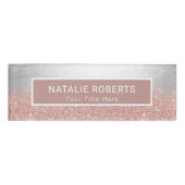 Rose Gold & Silver Makeup Artist Friseur Salon Mod Namenschild (Vorderseite)