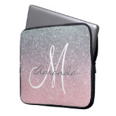 Rose Gold Silver Ombre Monogram personalisieren Laptopschutzhülle (Vorderseite Links)
