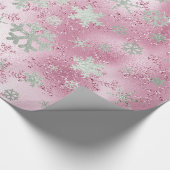 Rose Gold & Silver Weihnachten Snowflake Muster Geschenkpapier (Ecke)