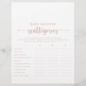 Rose Gold Simple Baby Shooting Scattegories Spiel (Vorderseite)