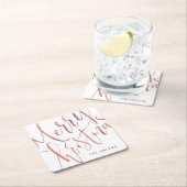 Rose Gold Simple Calligraphy Frohe Weihnachten Rechteckiger Pappuntersetzer (Vor Ort)