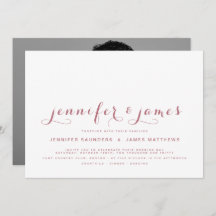 Rose Gold Simple Elegante Script Foto Hochzeit