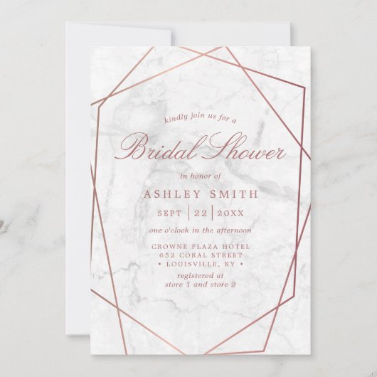 Rose Gold Simple Geometric Brautparty Einladung (Vorderseite)