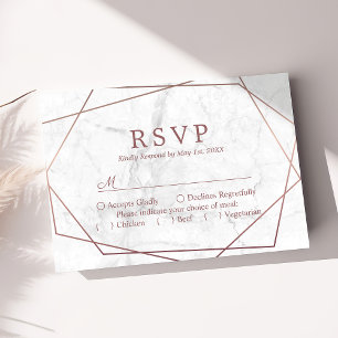 Rose Gold Simple Geometric Wedding RSVP