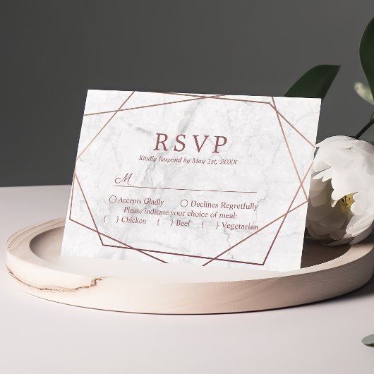 Rose Gold Simple Geometric Wedding RSVP