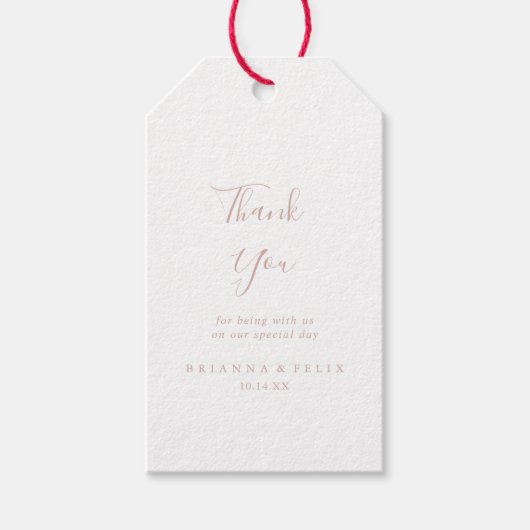 Rose Gold Simple Minimalistisch Wedding Vielen Dan Geschenkanhänger (Vorderseite)