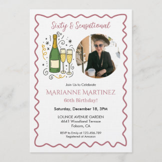 Rose Gold Sixty & Sensational Foto 60. Geburtstag  Einladung