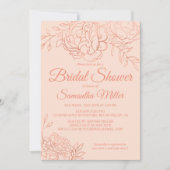 Rose Gold Sketch Blume Brautparty Einladung (Vorderseite)