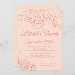 Rose Gold Sketch Blume Brautparty Einladung