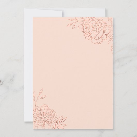 Rose Gold Sketched Blume Rosa Blumensüß 16 Einladung (Rückseite)