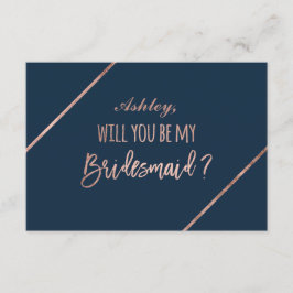 Rose Gold Skript blau meine Brautjungfrau Einladung