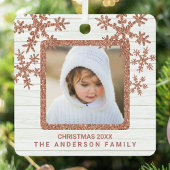 Rose Gold Snowflake 2 Foto Chic Doppelseitig Ornament Aus Metall