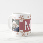 Rose Gold Snowflake 2 Foto Monogramm Weihnachten Kaffeetasse (Vorderseite Links)