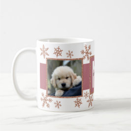Rose Gold Snowflake 2 Foto Monogramm Weihnachten Kaffeetasse