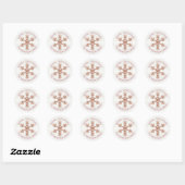 Rose Gold Snowflake Imitate Glitzer Moderne Stilvo Runder Aufkleber (Blatt)