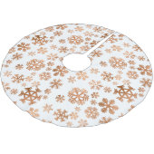 Rose Gold Snowflake Muster Weiß Polyester Weihnachtsbaumdecke (Schrägansicht)