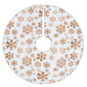 Rose Gold Snowflake Muster Weiß Polyester Weihnachtsbaumdecke (Vorderseite)