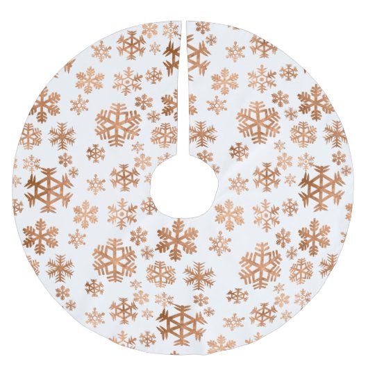 Rose Gold Snowflake Muster Weiß Polyester Weihnachtsbaumdecke (Vorderseite)