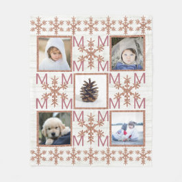 Rose Gold Snowflake Optionales Monogramm 5 Foto Fleecedecke
